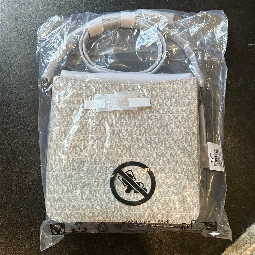 Michael Kors White and Gray Logo Crossbody Bag